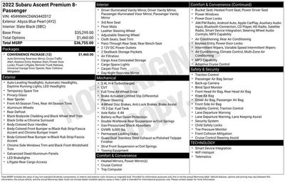 2022 Subaru Ascent AWD Premium 8-Passenger 4DR SUV