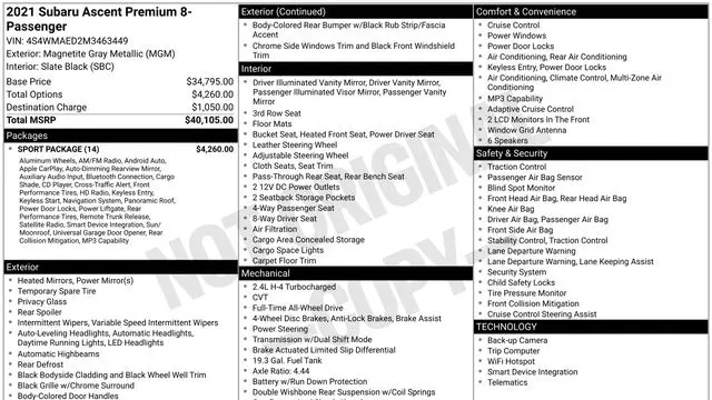 2021 Subaru Ascent Premium 8-Passenger