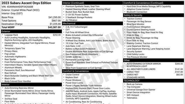 2023 Subaru Ascent Onyx Edition