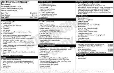 2021 Subaru Ascent AWD Touring 4DR SUV