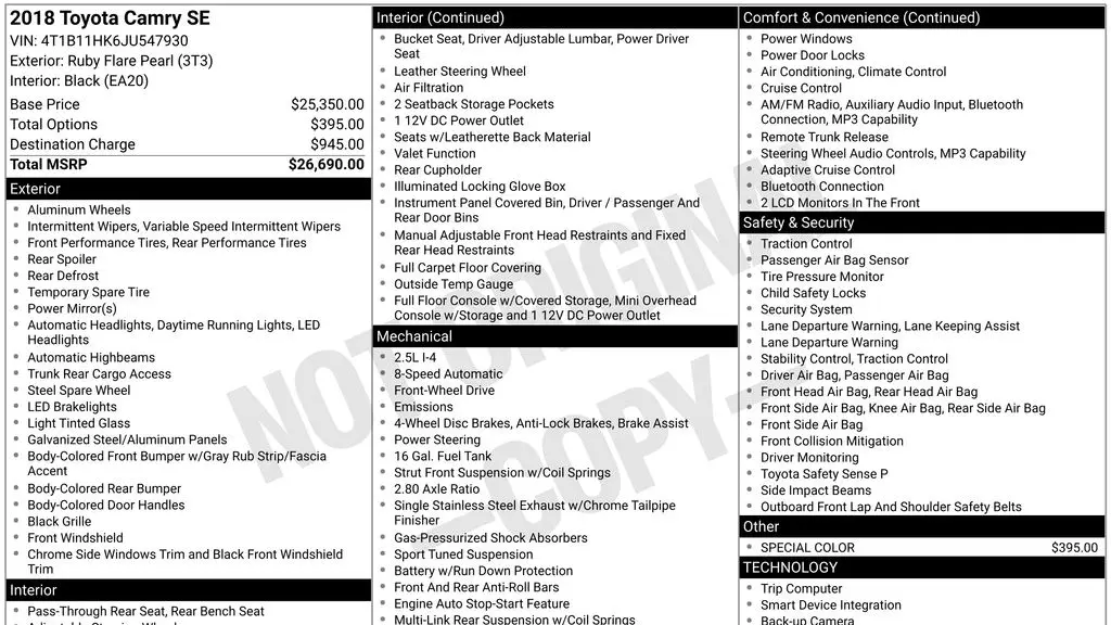 2018 Toyota Camry SE