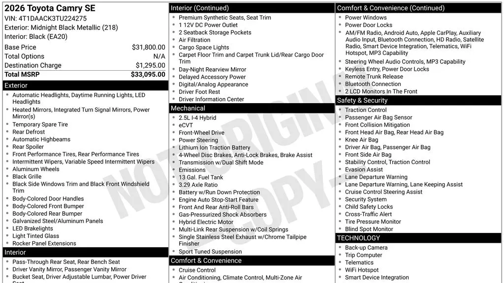 2026 Toyota Camry SE