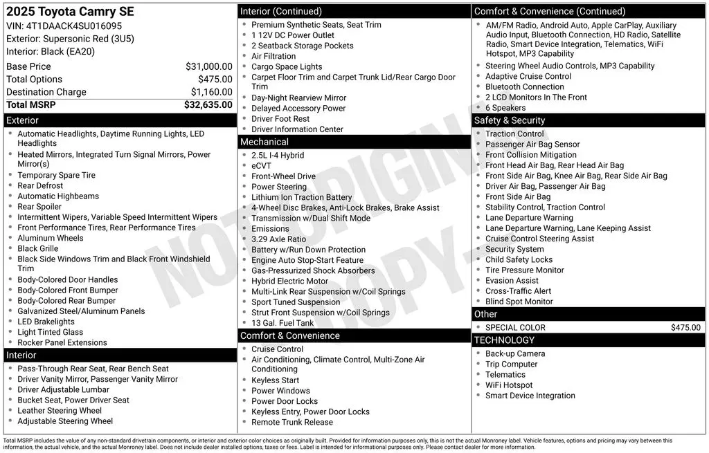 2025 Toyota Camry - $26,599