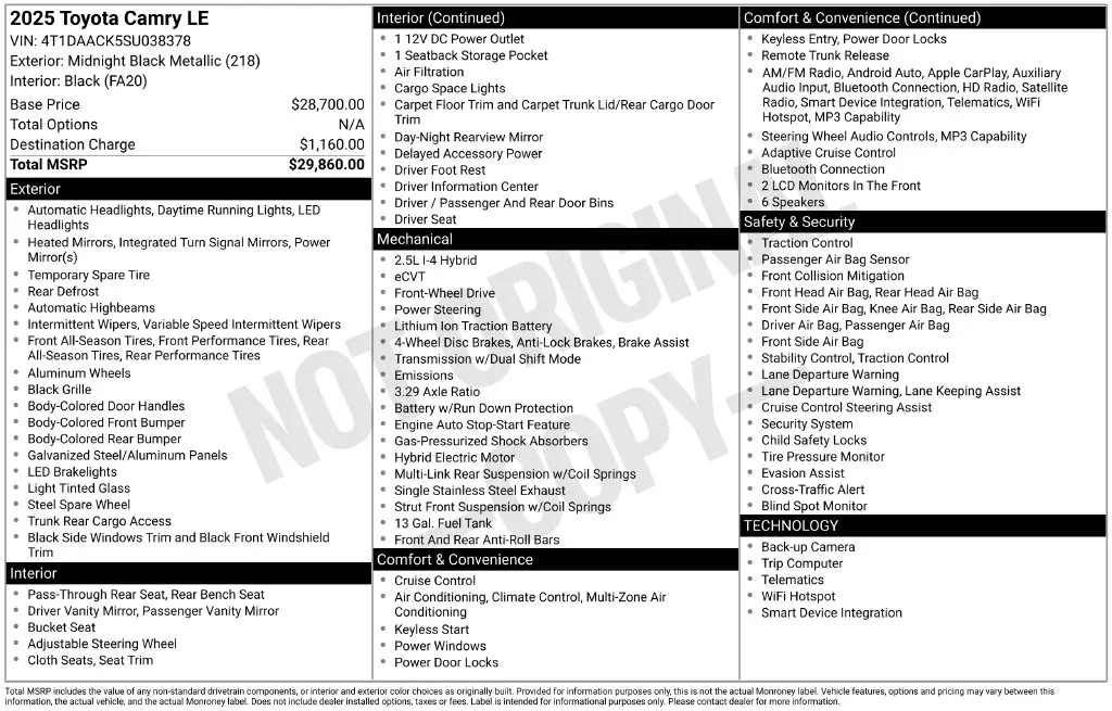 2025 Toyota Camry - $23,694