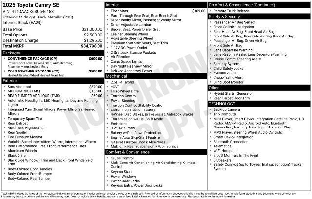 2025 Toyota Camry - $29,493