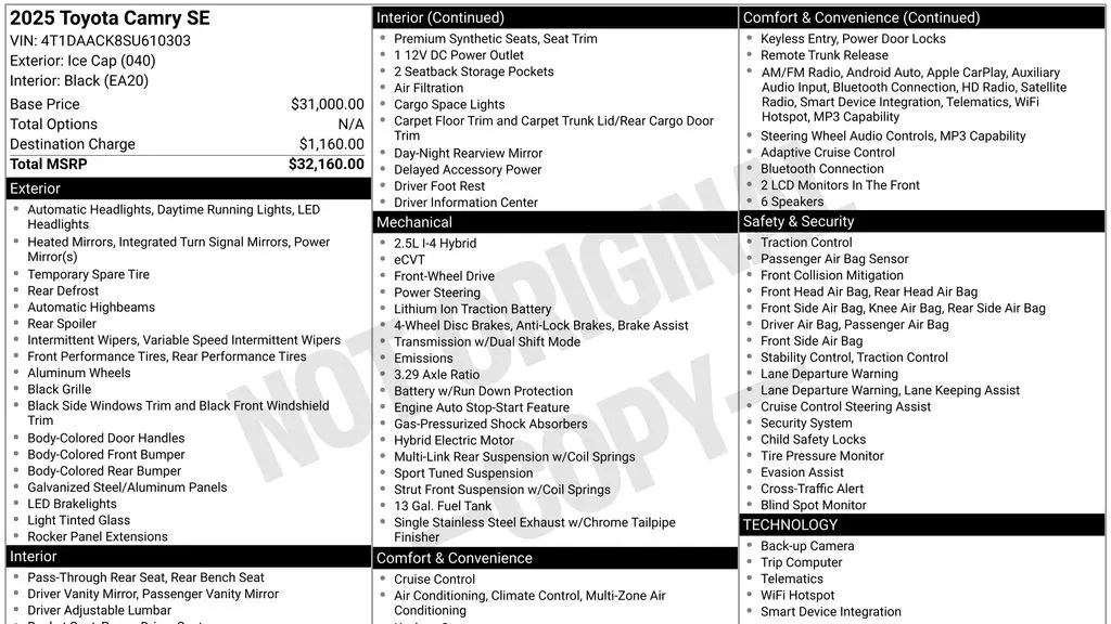 2025 Toyota Camry SE