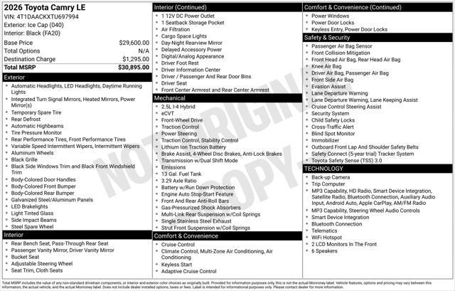 2026 Toyota Camry - $27,565