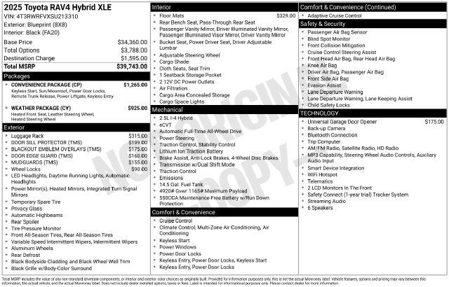 2025 Toyota RAV4 - $38,504