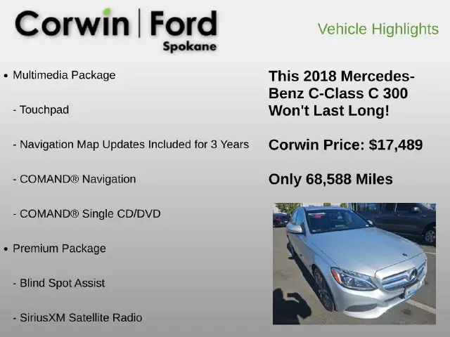 2018 Mercedes-Benz C-Class - $17,489