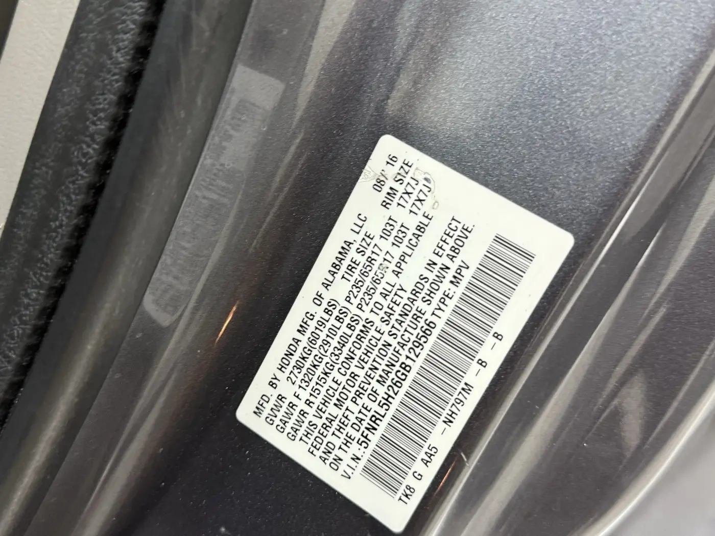 2016 Honda Odyssey - $12,500