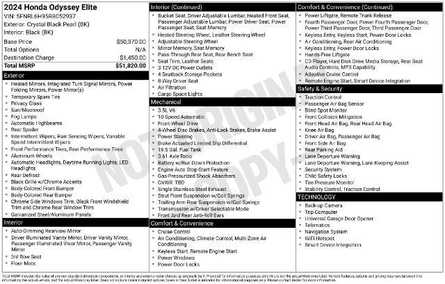 2024 Honda Odyssey - $34,885