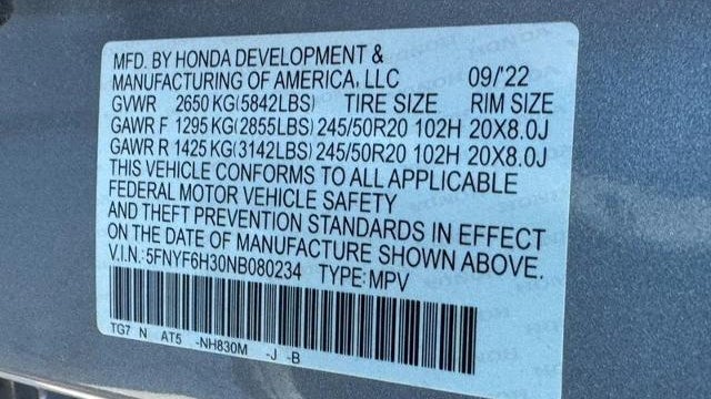 2022 Honda Pilot Sport