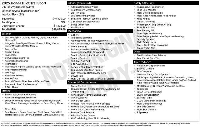 2025 Honda Pilot - $46,175