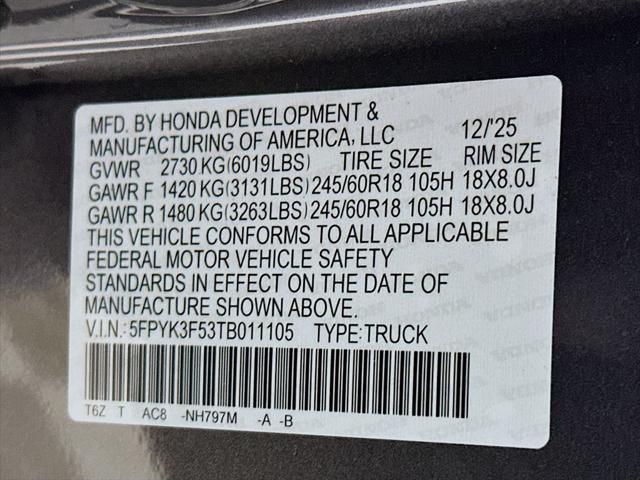 2026 Honda Ridgeline - $44,279