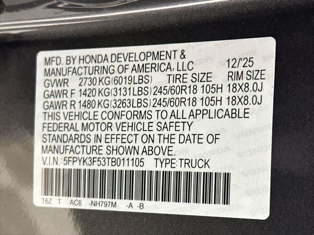 2026 Honda Ridgeline - $44,079