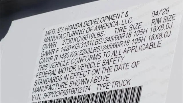 2026 Honda Ridgeline RTL