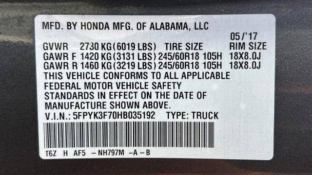 2017 Honda Ridgeline RTL-E