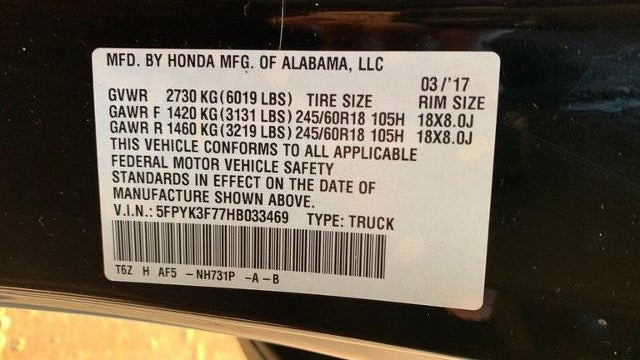 2017 Honda Ridgeline RTL-E