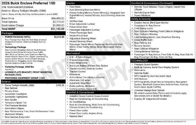 2026 Buick Enclave - $37,270