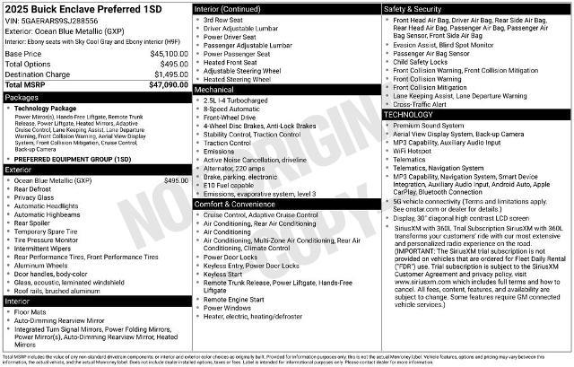 2025 Buick Enclave - $37,999