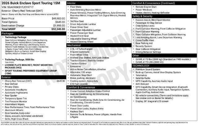 2026 Buick Enclave - $43,698