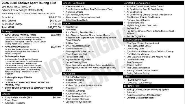 2026 Buick Enclave Sport Touring