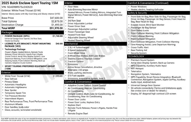 2025 Buick Enclave - $39,115