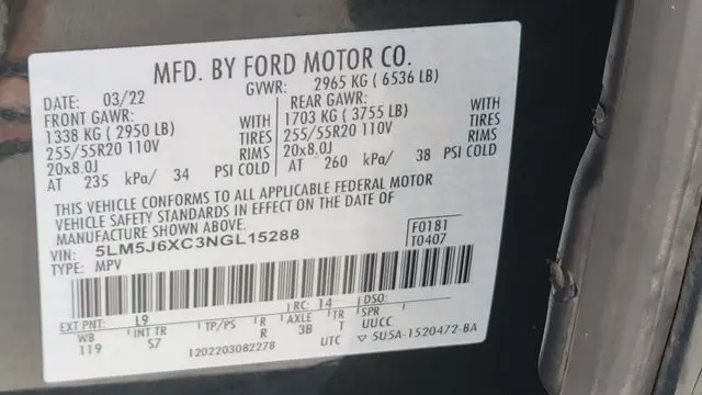 2022 Lincoln Aviator Standard