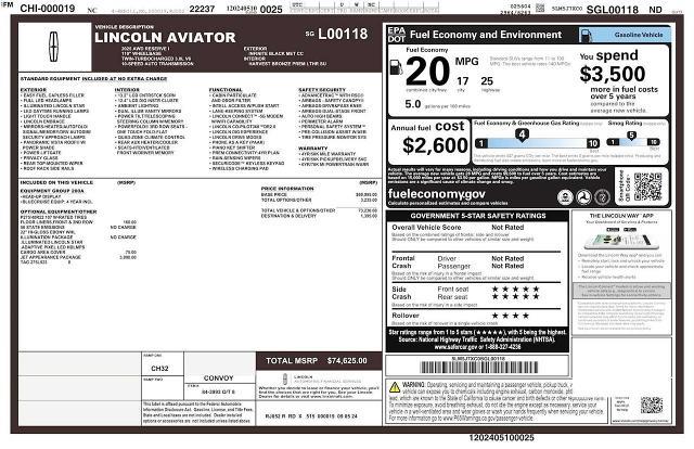 2025 Lincoln Aviator - $57,385