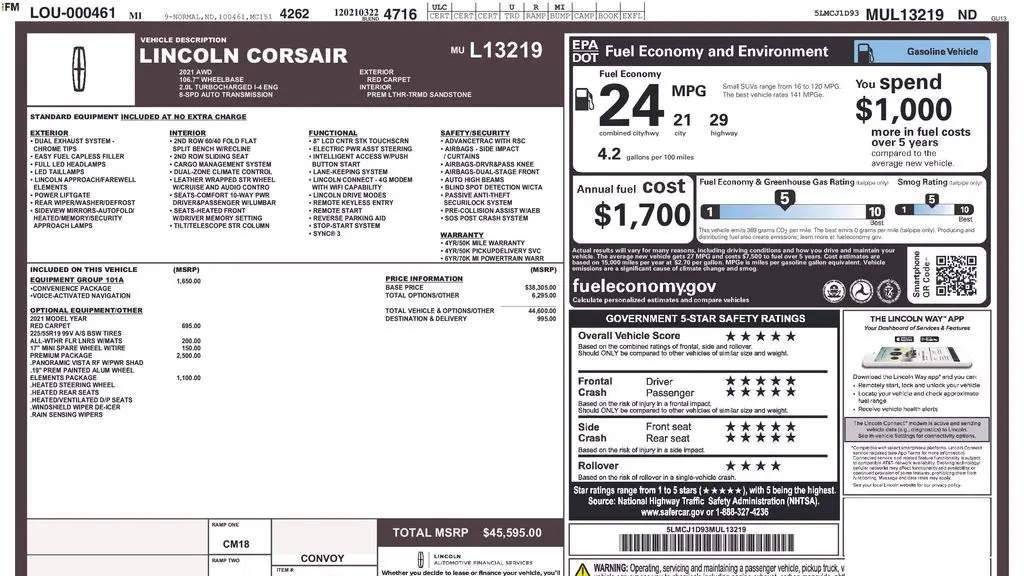 2021 Lincoln Corsair Standard