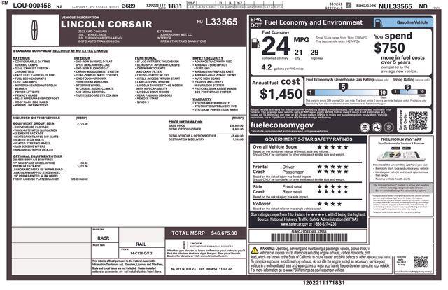 2022 Lincoln Corsair - $27,429