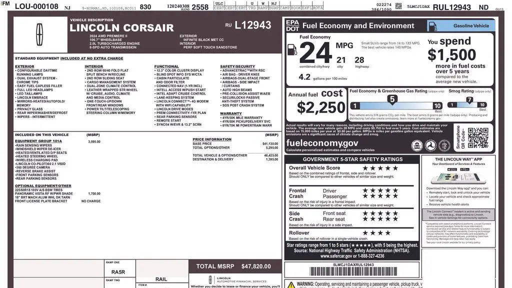 2024 Lincoln Corsair Premiere