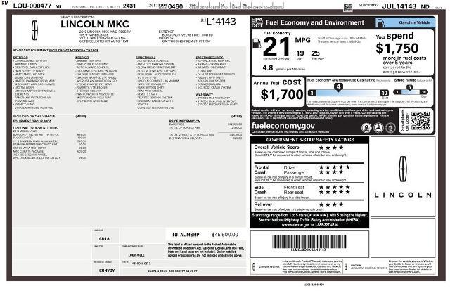 2018 Lincoln MKC - $14,499