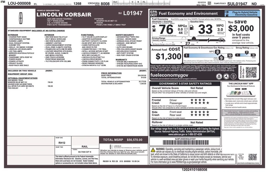 2025 Lincoln Corsair - $42,660
