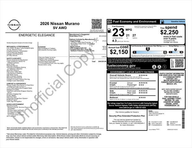 2026 Nissan Murano - $33,268