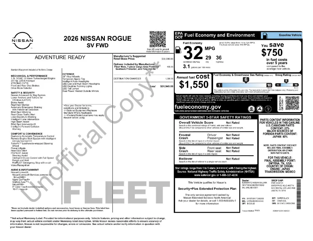 2026 Nissan Rogue - $21,813