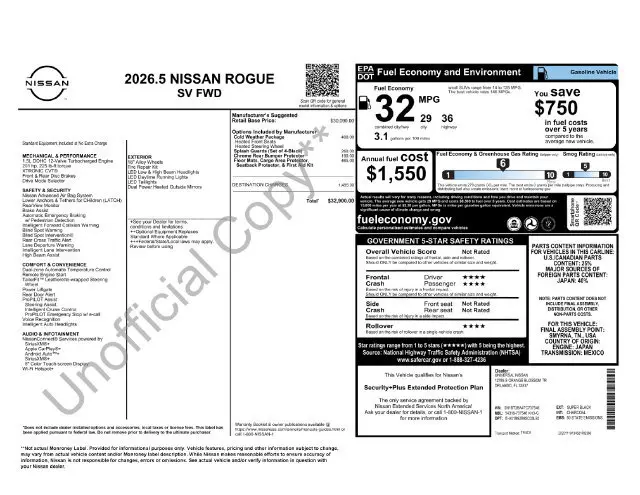 2026 Nissan Rogue - $26,323