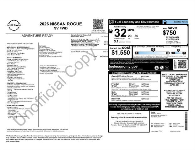 2026 Nissan Rogue - $25,108