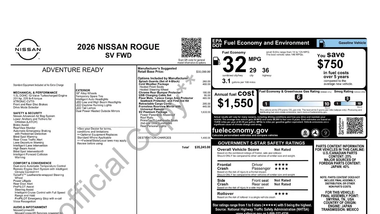 2026 Nissan Rogue SV
