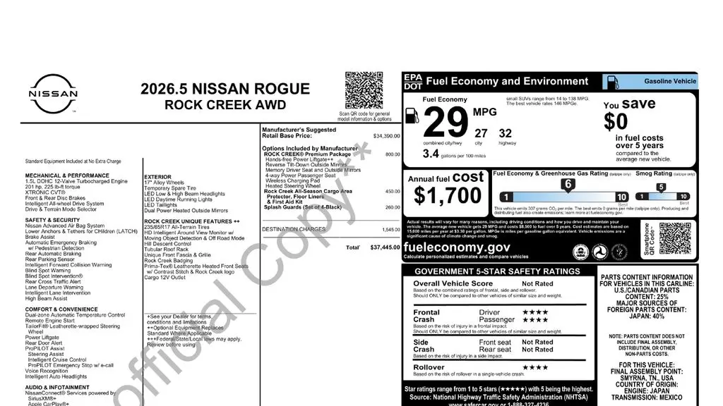 2026 Nissan Rogue Rock Creek