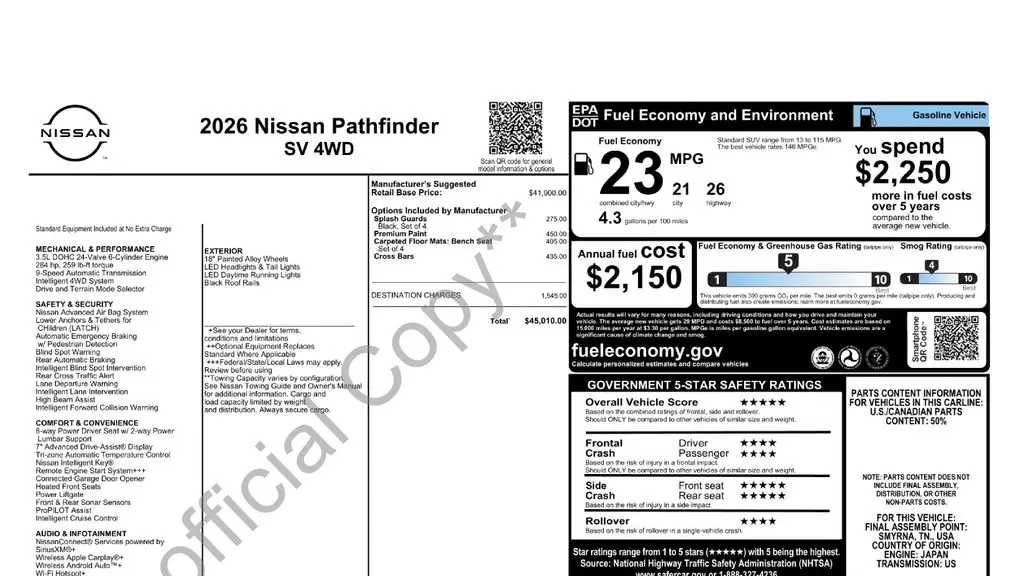 2026 Nissan Pathfinder SV
