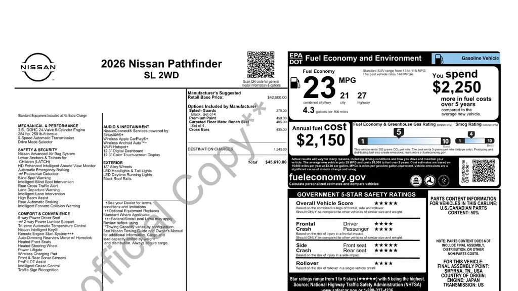 2026 Nissan Pathfinder SL