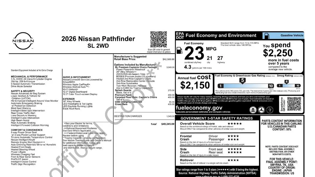 2026 Nissan Pathfinder SL