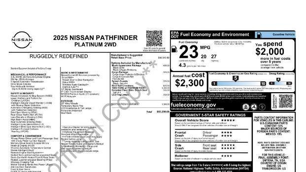 2025 Nissan Pathfinder Platinum