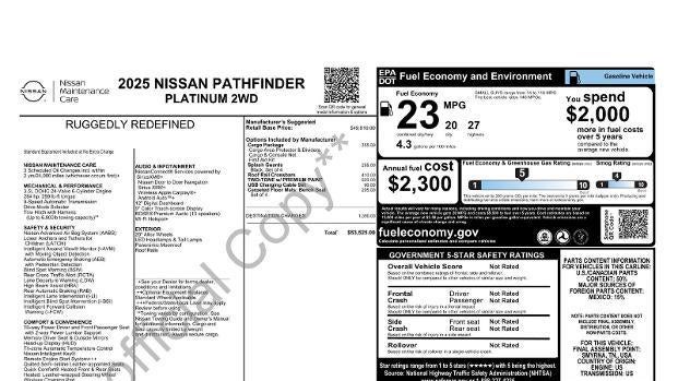 2025 Nissan Pathfinder Platinum