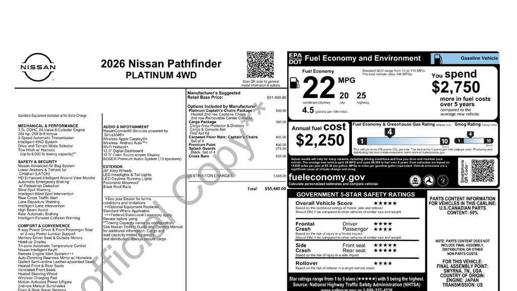 2026 Nissan Pathfinder Platinum