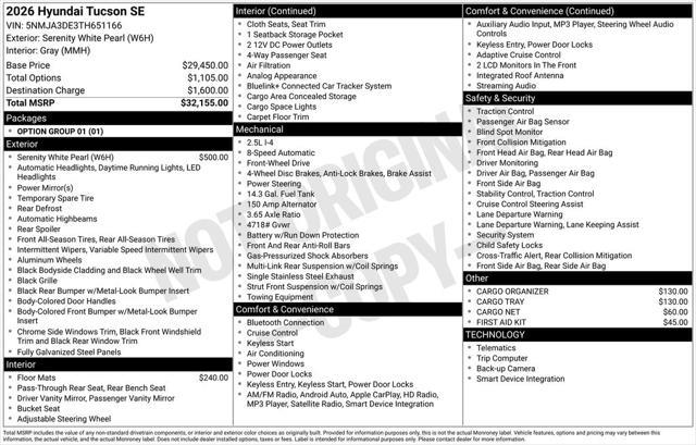 2026 Hyundai Tucson - $25,895