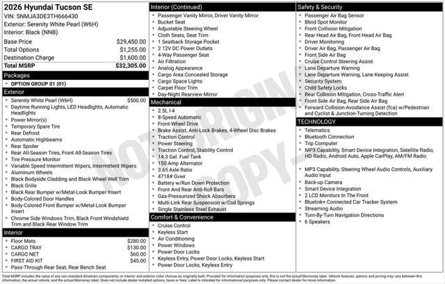 2026 Hyundai Tucson - $28,079