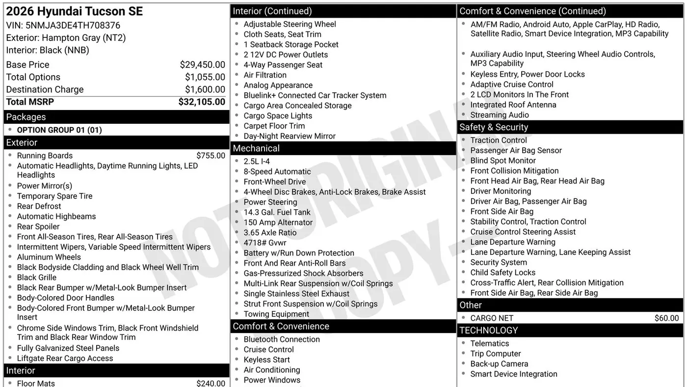 2026 Hyundai TUCSON SE