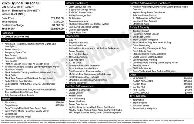 2026 Hyundai Tucson - $25,789